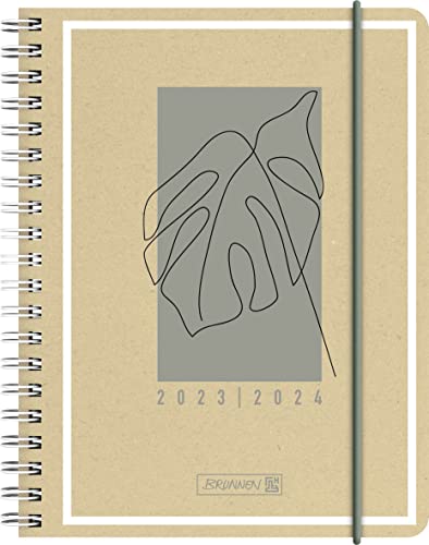 BRUNNEN Schülerkalender „Jungle Leaf“ 2023/2024 2 Seiten = 1 Woche A6 natur von Brunnen