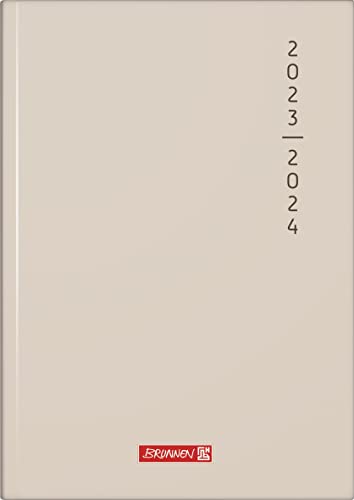 BRUNNEN Schülerkalender „Plain Cream“ 2023/2024 1 Seite = 1 Tag A5 natur von Brunnen