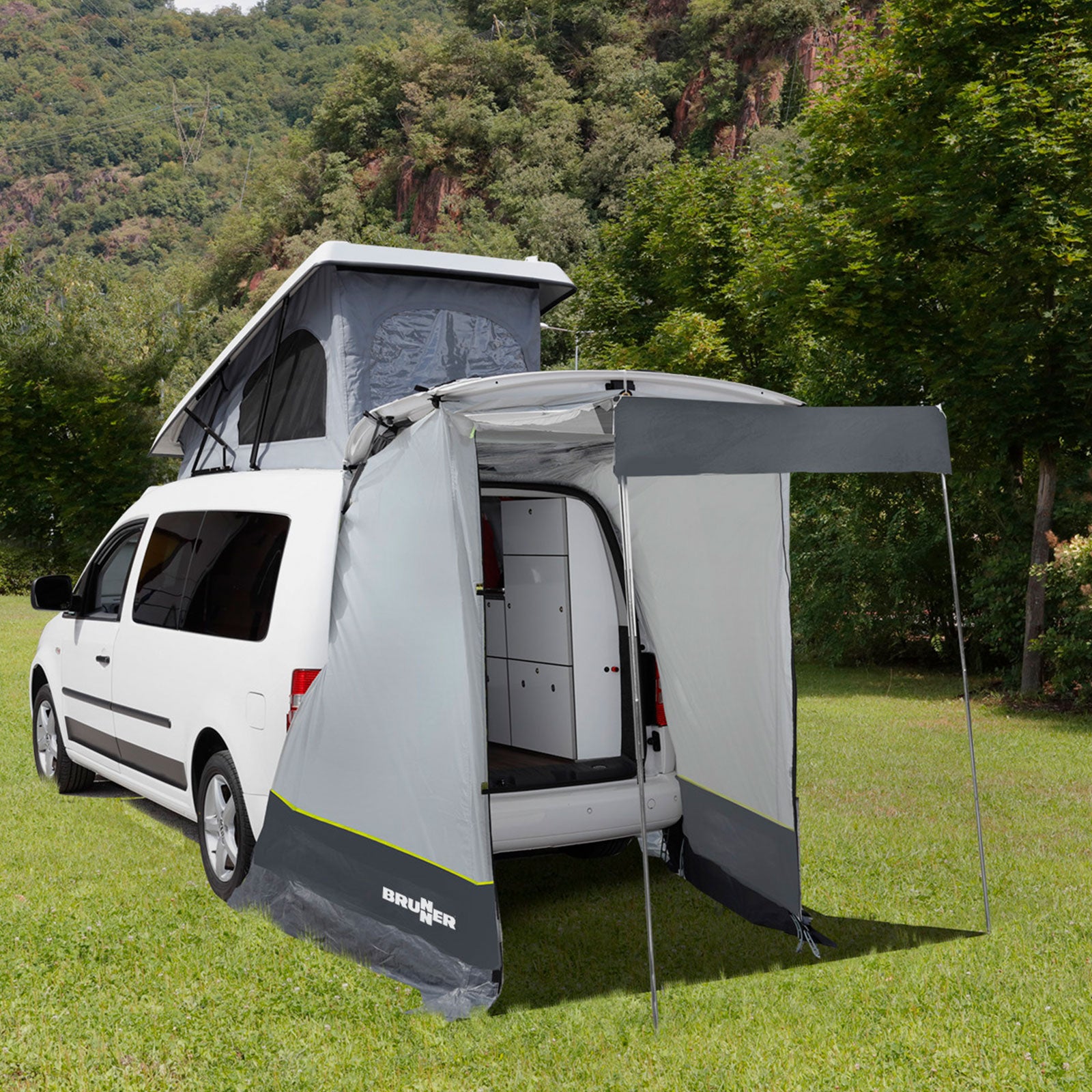 BRUNNER Heckzelt Pilote Caddy Mini Camper Bus Vor Zelt SUV Heck Klappe Camping von Brunner