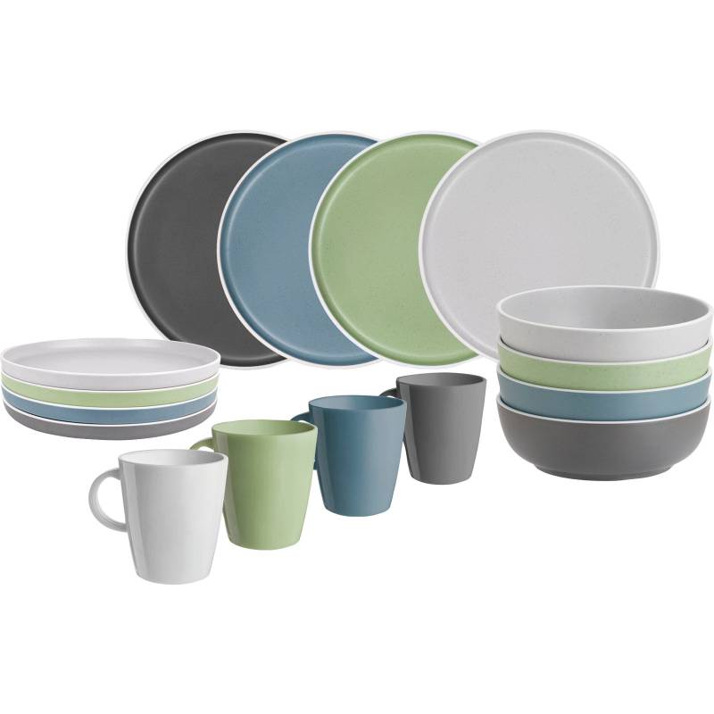 BRUNNER Melamin Geschirr Set Lunch Box Dolomit Stone Touch Camping Teller 16tlg-Multicolor von Brunner