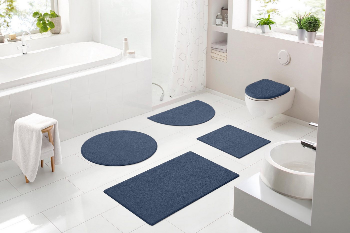 Bruno Banani Badematte Danny, Höhe 20 mm, rutschhemmend beschichtet, schnell trocknend, Polyacryl, rechteckig, 3-tlg. Stand-WC Set, Made in Europe, einfarbiger Badteppich von Bruno Banani