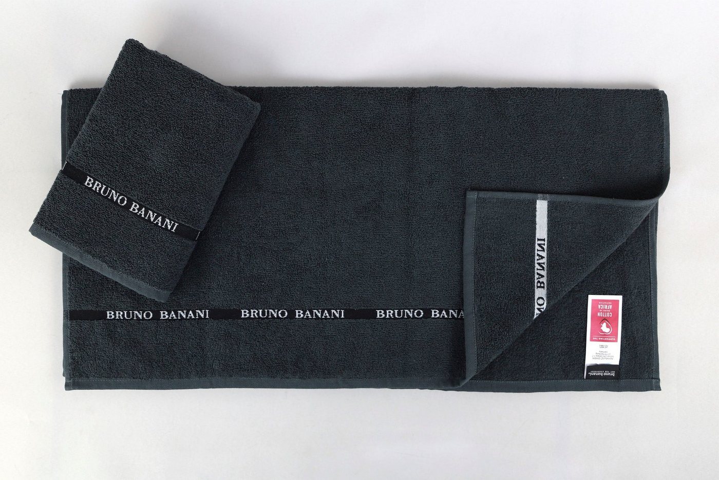 Bruno Banani Handtuch Set Danny, Walkfrottier (Set, 6-St), mit Logostreifen, einfarbiges Handtuch-Set aus 100% Baumwolle von Bruno Banani