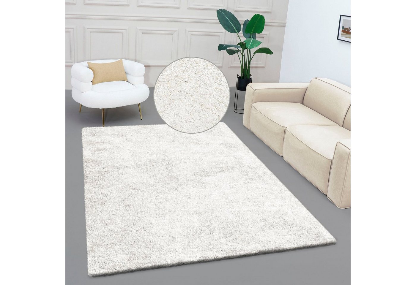 Hochflor-Teppich Dana Teppich, Bruno Banani, rechteckig, Höhe: 30 mm, uni, weich, Mikrofaser Teppiche, Wohnzimmer, Schlafzimmer, Esszimmer von Bruno Banani