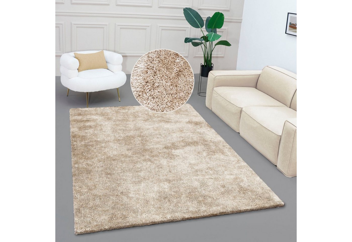 Hochflor-Teppich Dana Teppich, Bruno Banani, rechteckig, Höhe: 30 mm, uni, weich, Mikrofaser Teppiche, Wohnzimmer, Schlafzimmer, Esszimmer von Bruno Banani