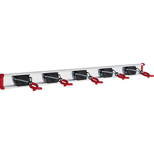 BRUNS Alu-Gerätehalter-Set, inkl. 5 Geräte-Haltern und Führungs-Schiene, Länge: 750 mm, Silber/Schwarz, SB5.07 von Bruns