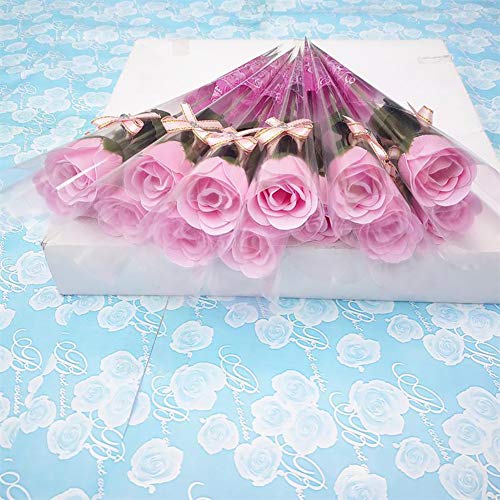 Brüssel08 Kreative 10 Stück Einzelne Stiel künstliche Rosen Seife Blumenstrauß Bad Seife Rose Blütenblätter Hochzeit Party Geschenk für Valentinstag Thanksgiving Day Party Dekoration Rose von Brussels08