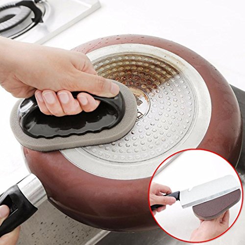 Schmirgel-Scheuerschwamm mit Griff, für Küche Boden Fliesen Glas Bad Töpfe Pfannen Waschbecken, Mehrzweck-Scheuerschwämme M Schwarz von Brussels08