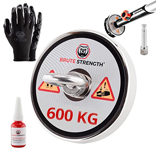 Brute Strength - Magnetfischen magnete - 600KG - 120mm - Handschuhe - Supermagnet - Ösenmagnet -Starke Neodym magnet - Magnet angel von Brute Strength