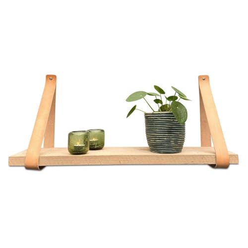 Brute Strength - Regalträger leder - Natur - 2 Stück - Regalstützen - Wandstützen - Regalriemen - Vollnarbenleder von Brute Strength