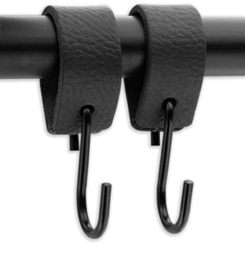 Brute Strength - S Haken Mit Lederschlaufe - Anthracite - 2X - 12,5 x 2,5 cm - Kleiderhaken Garderobenhaken Fleischerhaken Leder von Brute Strength