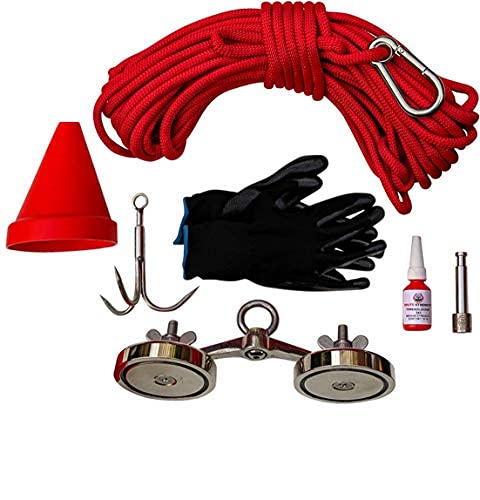 Brute Strength - Magnetfischen set - 800KG - 2 x 90mm - Inklusive 20m Seil - Handschuhe - Enterhaken - Supermagnet - Ösenmagnet -Starke Neodym magnet - Magnet angel von Brute Strength