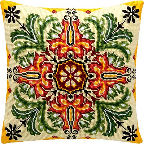 Brvsk Kaleidoskop der Blumen. Needlepoint Set mit bedruckter Gobelin (40 × 40 cm) Kissenset mit Stickerei zur kreativen Inneneinrichtung Handarbeitsset für erwachsene Anfänger von Brvsk
