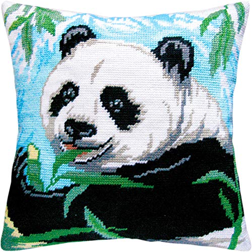 Brvsk Panda. Needlepoint Kit. Dekokissen 16×16 Zoll. Bedruckter Wandteppich, europäische Qualität von Brvsk