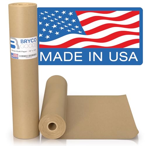 Braune Kraftpapierrolle – 45,7 cm x 3, hergestellt in den USA – ideal zum Verpacken, für Umzug, Geschenkverpackung, Post, Versand, Paket, Wandkunst, Handwerk, Pinnwand, als Bodenabdeckung, Tischläufer von Bryco Goods