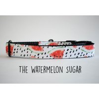 Sommer Hundehalsband, Wassermelone Schwarz Und Weiß Zucker, Polka Dot Obst Mädchenhalsband von BrynandCo