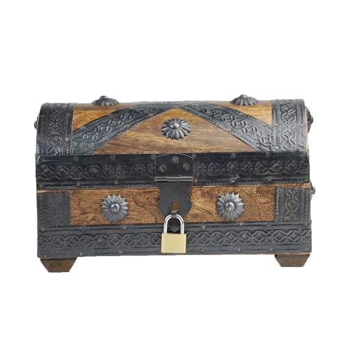 Brynnberg Piraten-Schatztruhe-Aufbewahrungsbox – robuste Holz- und Metallkonstruktion – Vintage-Design – klein mit Schloss 20 x 11 x 11 cm von Brynnberg