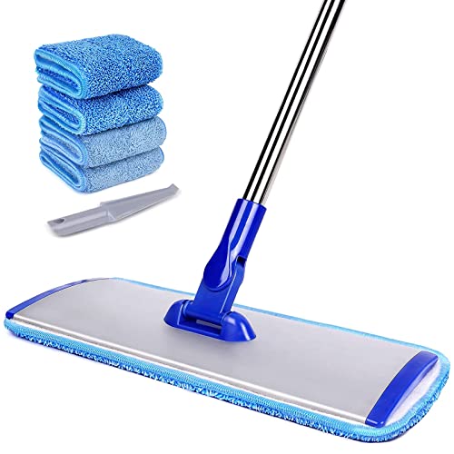 Professioneller Mikrofaser-Wischmopp, Bodenreinigung, Flacher Wischmopp mit Edelstahlgriff, 4 Wiederverwendbare waschbare Wischpads und Wischpads, Bürste, Mikrofaser-Mop für Hartholz (45,7 cm Professioneller Mikrofaser-Wischmopp, Bodenreinigung, Flacher Wischmopp mit Edelstahlgriff, 4 Wiederverwendbare waschbare Wischpads und Wischpads, Bürste, Mikrofaser-Mop für Hartholz (45,7 cm von Bryquelin