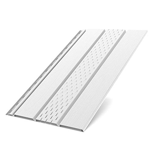 Bryza Kunststoffpaneele Weiß RAL9010 1,50m Wandpaneele Deckenpaneele Innen und Außen Unterdachpaneele Dachkasten Wandverkleidung Holzoptik (Paneele perforiert 1,50x0,305m) von Bryza