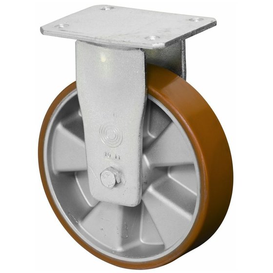 BS ROLLEN - Bockrolle,Ø 200mm,B 50mm,800kg,RR110.B90,mit Anschraubplatte,orange von Bs Rollen