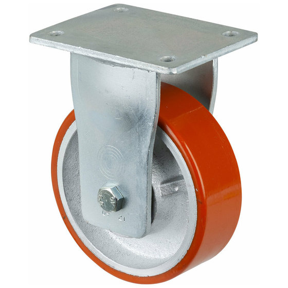 BS ROLLEN - Bockrolle,Ø 150mm,B 50mm,800kg,RR110.C10,mit Anschraubplatte,orange von Bs Rollen