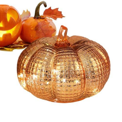 Bsbkoj Glaskürbislampe - 6,5 Zoll batteriebetriebenes LED -Licht mit Timer, elegant Kürbislichter batteriebetriebener Glas Kürbislampe LED von Bsbkoj