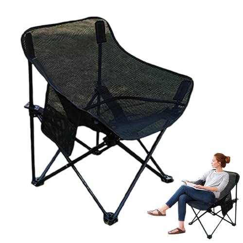 Bsbkoj Klappstuhl aus Netzstoff, tragbarer, Faltbarer Stuhl mit Seitentaschen, ergonomischer Zeltsitz, Tragetasche inklusive, 58 x 36 x 68 cm, perfekt für Camping, Rasen, Terrasse und von Bsbkoj