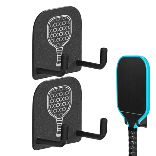Bsbkoj Pickleball-Schlägerhalter - Pickleball Schläger Wandhänger | 2er Set Bohrfreie Haken Rackets Aufbewahrungsständer Für Fitnessraum Garage Schlafzimmer von Bsbkoj