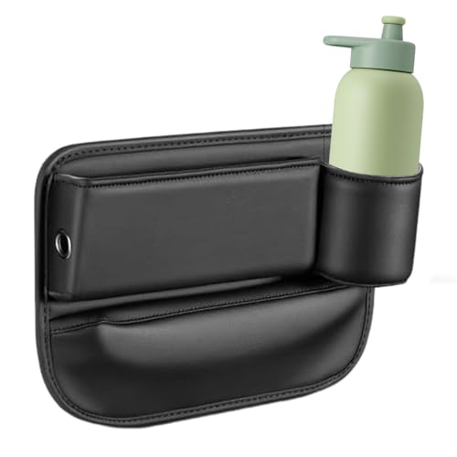Car Seat Filler, Auto Console Side Organizer with Leather Storage Pouch and Built-in Cup Holder, Front Gap Storage Box for Phone, Wallet, Cards, Coins, Small Essentials von Bsbkoj