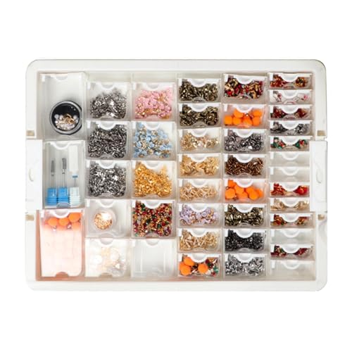 Clear Ring Display Case for Beads, Stackable 42 Containers, 13,7 x 10,63 x 1,69 Zoll Rhinestone Organizer, Nail Art Craft Storage Box, Transparent Jewelry Display Craft Room von Bsbkoj