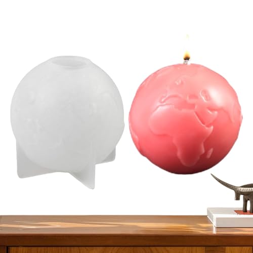 Formen zur Kerzenherstellung, 3D-Erdform, wiederverwendbar, 8,1 x 8,1 cm, leicht zu lösen, runde Kugelform, Bastelwerkzeug (1 Packung), Desserts, Schokolade, Aromatherapie, Kuchen von Bsbkoj
