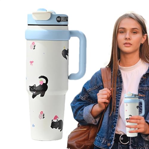 Insulated Tumblers With Handles, Modern Leakproof Bottle, 1000ml Reusable Tumbler, Cupholder-Friendly Iced Coffee Cup Compact Versatile Ideal for Mom, Grandma, Travel, Workplace von Bsbkoj