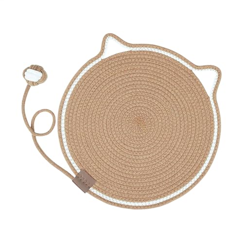Katzenbett mit Krallenschleifen, rund, horizontal, mit Spielzeug, 40 x 20 x 5 cm, bequeme Bodenmatte, bodenfreundliches Haustierzubehör, Katzenkratzunterlage für Indoor-Kätzchen von Bsbkoj