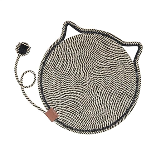 Katzenbett mit Krallenschleifen, rund, horizontal, mit Spielzeug, 40 x 20 x 5 cm, bequeme Bodenmatte, bodenfreundliches Haustierzubehör, Katzenkratzunterlage für Indoor-Kätzchen von Bsbkoj