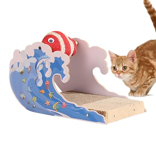 Katzenkratzbrett mit Ball, Mehrzweck-Delfin-Kratzpad, interaktives Katzenkrallen-Schleifspielzeug zum Kratzen, Spielen und Entspannen, 30 x 19 x 19 cm, mehrfarbig von Bsbkoj