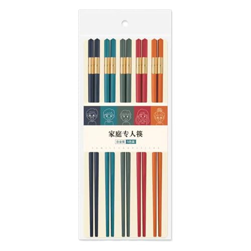 Wiederverwendbare Essstäbchen, rutschfeste Fiberglasstäbchen, spülmaschinenfestes Geschirr, leicht, robustes Design, mehrfarbig, 5 Paar, für Küche, Esszimmer, Damen, Herren, Familie Wiederverwendbare Essstäbchen, rutschfeste Fiberglasstäbchen, spülmaschinenfestes Geschirr, leicht, robustes Design, mehrfarbig, 5 Paar, für Küche, Esszimmer, Damen, Herren, Familie von Bsbkoj