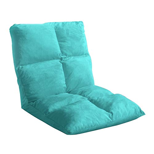 Bodenstuhl Abnehmbarer und waschbarer Bodenkissen mit lumbalem Kissen Faltbarer Bodenstuhl 5 Gänge frei einstellbares faules Sofa mit Rückenlehne for Schachtfenster Wohnzimmer ( Color : Blue ) von Bseack