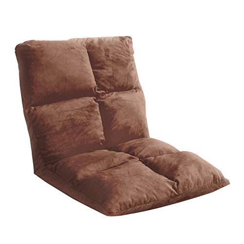 Bodenstuhl Abnehmbarer und waschbarer Bodenkissen mit lumbalem Kissen Faltbarer Bodenstuhl 5 Gänge frei einstellbares faules Sofa mit Rückenlehne for Schachtfenster Wohnzimmer ( Color : Brown ) von Bseack