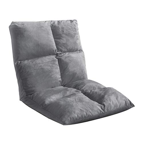 Bodenstuhl Abnehmbarer und waschbarer Bodenkissen mit lumbalem Kissen Faltbarer Bodenstuhl 5 Gänge frei einstellbares faules Sofa mit Rückenlehne for Schachtfenster Wohnzimmer ( Color : Dark Gray ) von Bseack