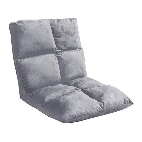 Bodenstuhl Abnehmbarer und waschbarer Bodenkissen mit lumbalem Kissen Faltbarer Bodenstuhl 5 Gänge frei einstellbares faules Sofa mit Rückenlehne for Schachtfenster Wohnzimmer ( Color : Light Gray ) von Bseack