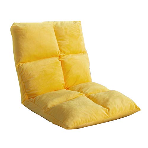 Bodenstuhl Abnehmbarer und waschbarer Bodenkissen mit lumbalem Kissen Faltbarer Bodenstuhl 5 Gänge frei einstellbares faules Sofa mit Rückenlehne for Schachtfenster Wohnzimmer ( Color : Yellow ) von Bseack