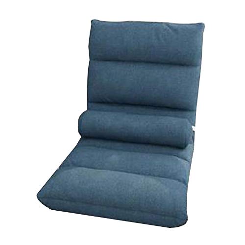 Bodenstuhl Abnehmbarer und waschbarer Bodenstuhl 5 Level einstellbar Klappbucht Fensterstuhl mit Taillenkissen Einzelnes faules Sofa for Schlafzimmer Wohnzimmer (Color : Blue) von Bseack