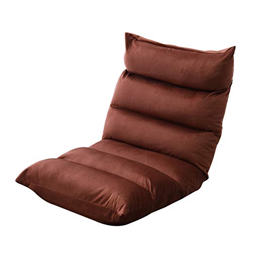 Bodenstuhl Abnehmbarer und waschbarer Fußbodensofa mit Rückenlehne Falten Computerstuhl auf Bett 5 Gänge einstellbar Freizeitmeditationstuhl for Meditationsraum Wohnzimmer (Color : Brown) von Bseack