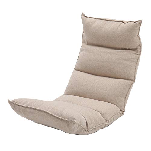 Bodenstuhl Bodenlounge Stuhl Multi-Position Verstellbarer Abnehmbarer und waschbarer Mondstuhl mit unabhängigem Baumwollballen-Lazy-Sofa for Balkon-Buchtfenster ( Color : Khaki ) von Bseack