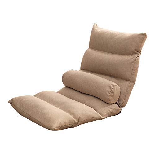 Bodenstuhl Einzelner Klappstuhl 5 Level einstellbares Fußbodensofa mit dem Taillenkissen Abnehmbarer und waschbarer fauler Stuhl for Schachtfenster Wohnzimmer ( Color : Khaki ) von Bseack