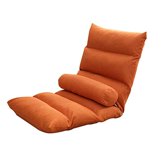 Bodenstuhl Einzelner Klappstuhl 5 Level einstellbares Fußbodensofa mit dem Taillenkissen Abnehmbarer und waschbarer fauler Stuhl for Schachtfenster Wohnzimmer ( Color : Orange ) von Bseack