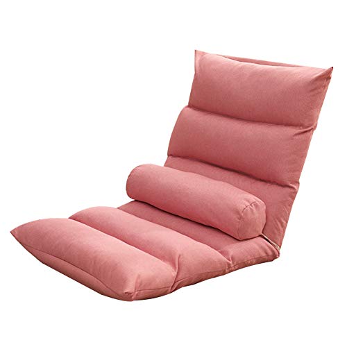 Bodenstuhl Einzelner Klappstuhl 5 Level einstellbares Fußbodensofa mit dem Taillenkissen Abnehmbarer und waschbarer fauler Stuhl for Schachtfenster Wohnzimmer ( Color : Pink ) von Bseack