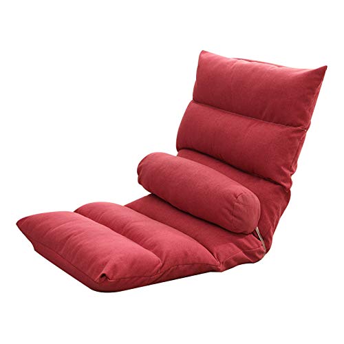 Bodenstuhl Einzelner Klappstuhl 5 Level einstellbares Fußbodensofa mit dem Taillenkissen Abnehmbarer und waschbarer fauler Stuhl for Schachtfenster Wohnzimmer ( Color : Red ) von Bseack