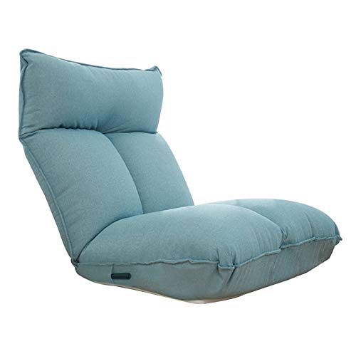 Bodenstuhl Faltbare Einzelbodenstuhl mit manuellen Einstellhebel Lazy Lounge-Sofa Abnehmbarer und waschbar 14 Gänge Einstellbarer Meditationsstuhl für Schlafzimmer Wohnzimmer ( Color : Blue ) von Bseack