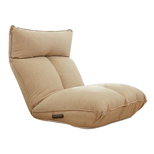 Bodenstuhl Faltbare Einzelbodenstuhl mit manuellen Einstellhebel Lazy Lounge-Sofa Abnehmbarer und waschbar 14 Gänge Einstellbarer Meditationsstuhl für Schlafzimmer Wohnzimmer ( Color : Khaki ) von Bseack