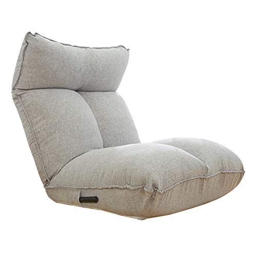 Bodenstuhl Faltbare Einzelbodenstuhl mit manuellen Einstellhebel Lazy Lounge-Sofa Abnehmbarer und waschbar 14 Gänge Einstellbarer Meditationsstuhl für Schlafzimmer Wohnzimmer ( Color : Light Gray ) von Bseack